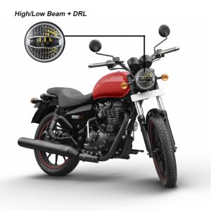 High brightness 7 inch led headlight for royal enfield with hi lo beam white halo