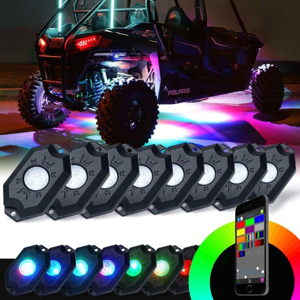 Morsun APP control 2" RGB mini LED rock light for jeep offroad multi color led rock light 9W Off Road LED Rock Light for UTV ATV