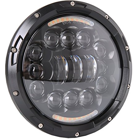 Motorcycle Headlight 7 Inch LED with Halo/Turning Singal Light for Harley/Royal Enfield/Universal