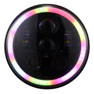 New Function RGB 7" Led Headlight Remote Control Multi-colors With Turn Signal Light For Jeep And Harley