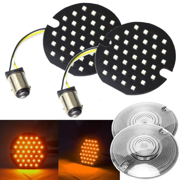 Pair of 3.25 Inch Round LED Signal Light with Red/Amber Light for Harley Motorcycles 3 1/4'' Signal Light