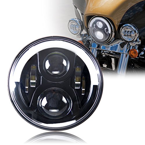 Special Design Half Halo White/Yellow 7 LED Headlight for Harley-Davidson/Royal Enfiled Headlight