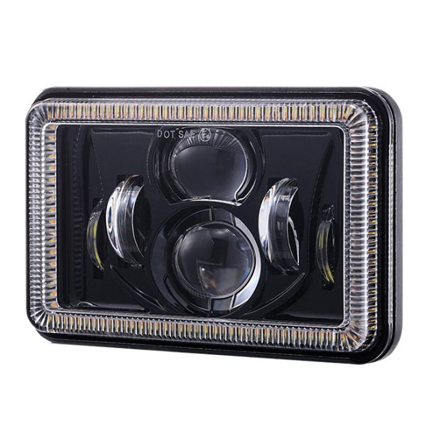 led headlight 4x6 inch Truck headlamp with drl Angel eyes ring for kenworth